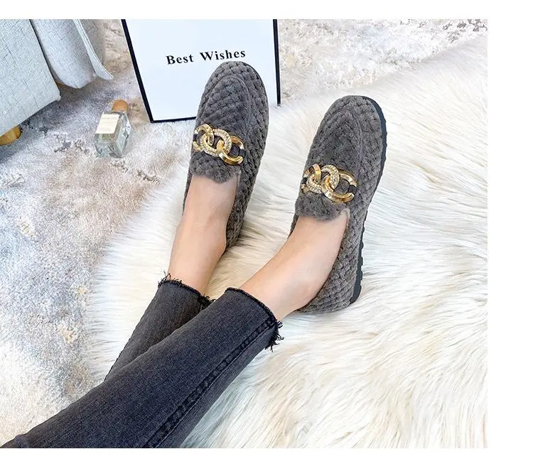 Cilool Furry Flats Loafers Fu61