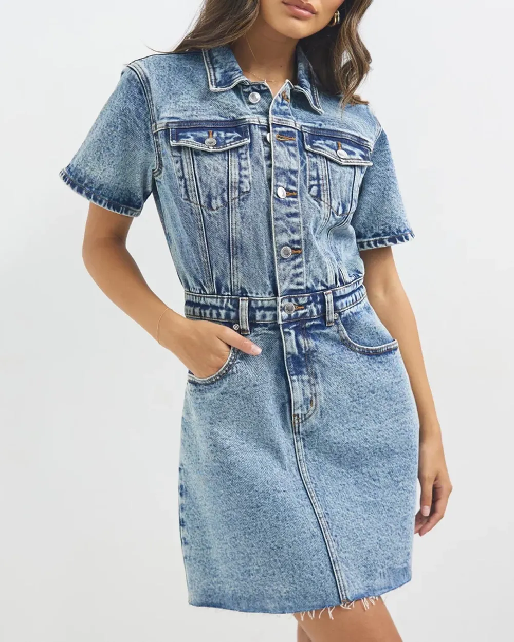 Latest Campaign Denim Longsleeve Mini Dress