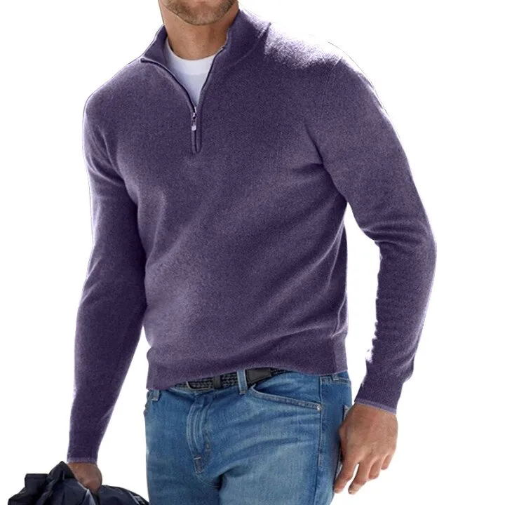 Men's Cashmere Zipper Basic Sweater