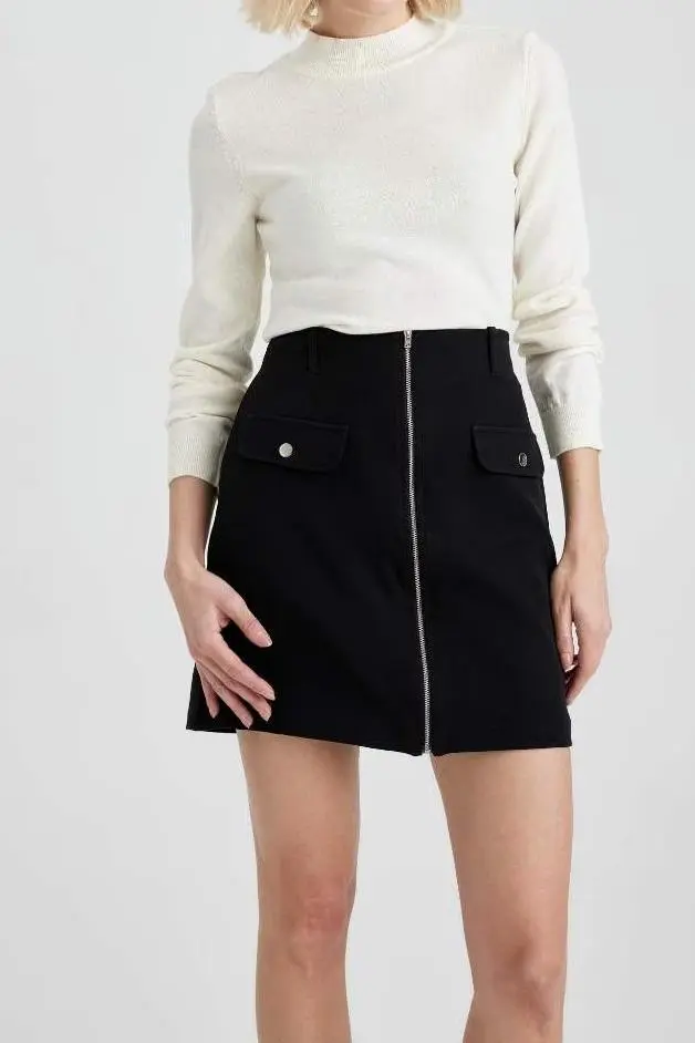 A-Line Normal Waist Lined Mini Skirt