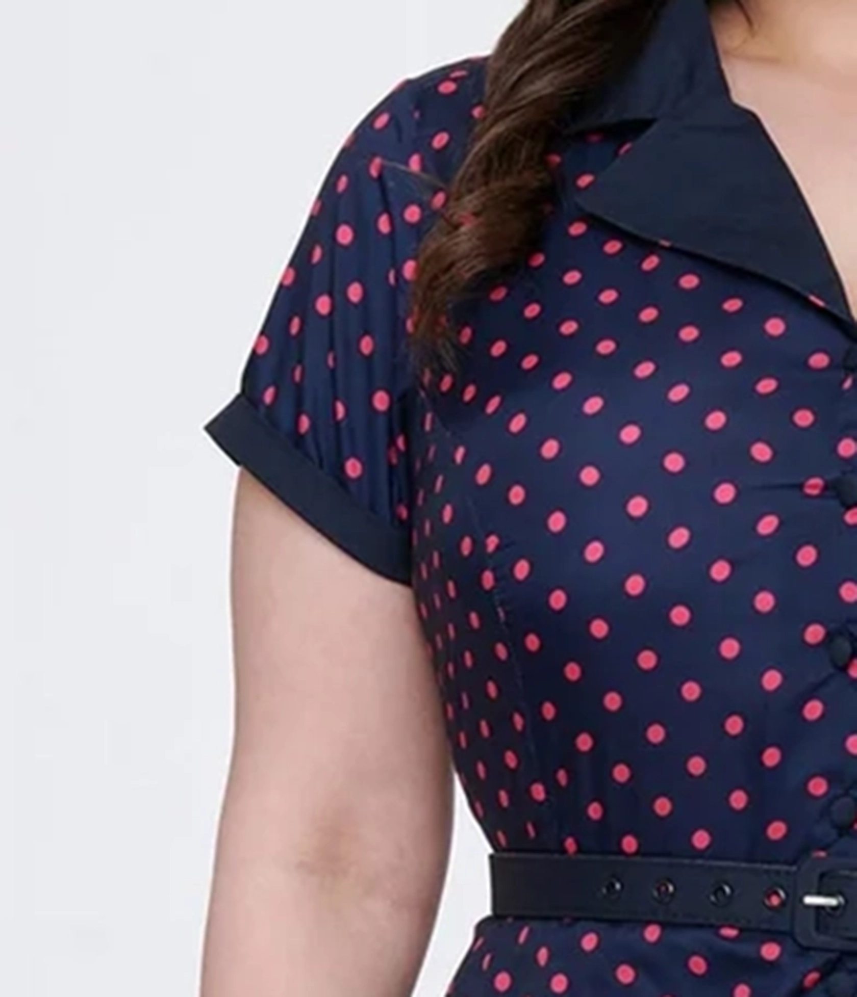 Unique Vintage Plus Size Navy & Hot Pink Dot Alexis Swing Dress