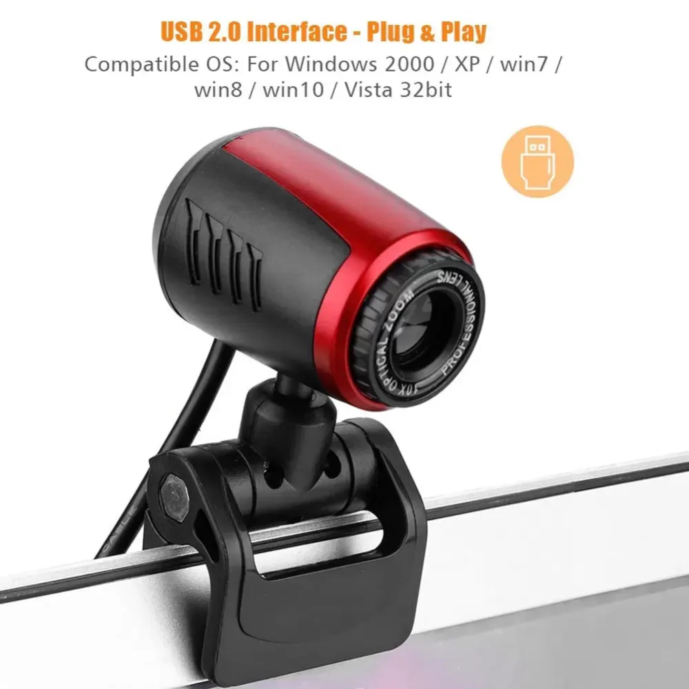 10MP HD USB 2.0 Web Camera Live Video High Definition Portable Webcam with MIC for Household Computer Accessories