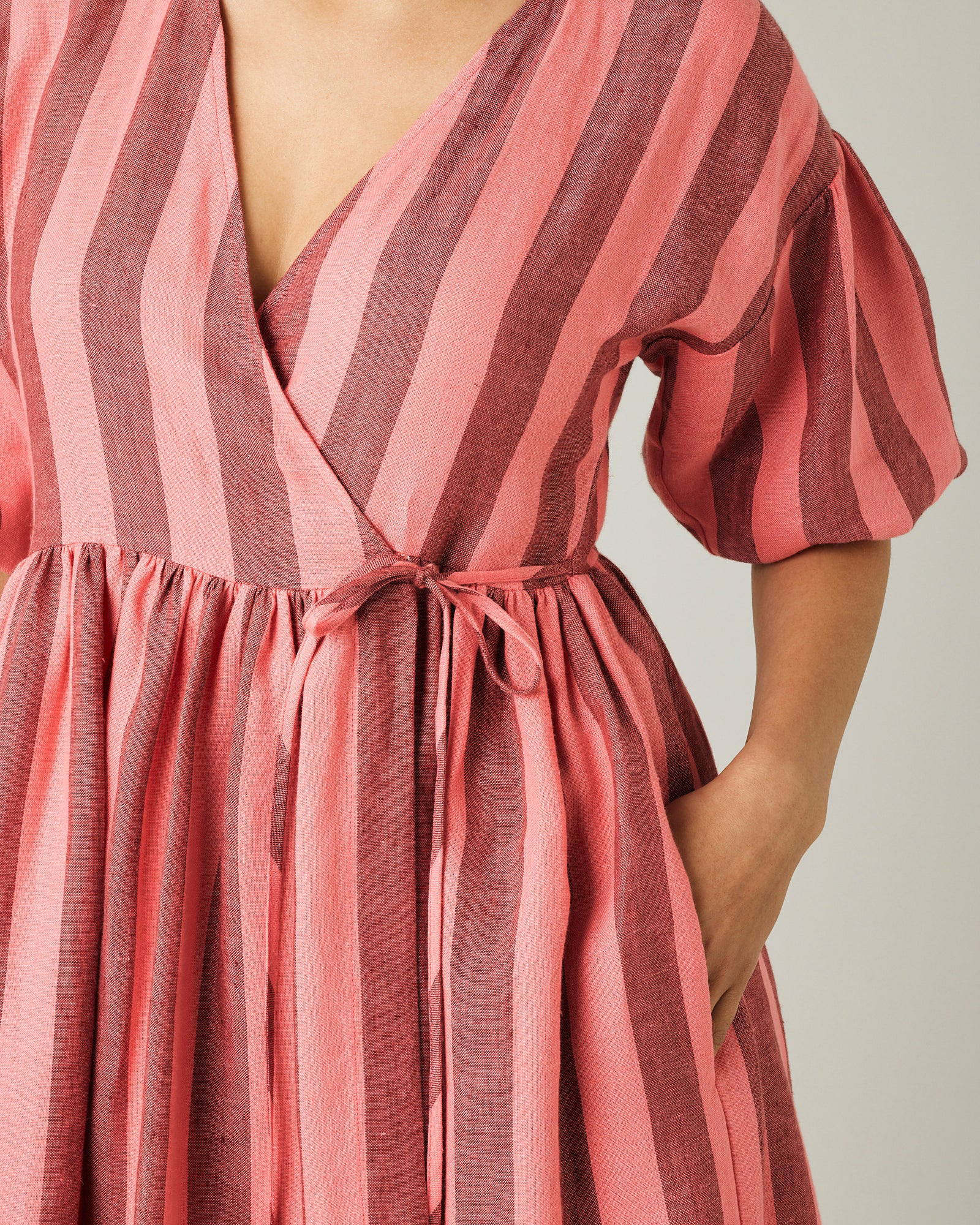 WINNIE BLUSH STRIPE LINEN DRESS