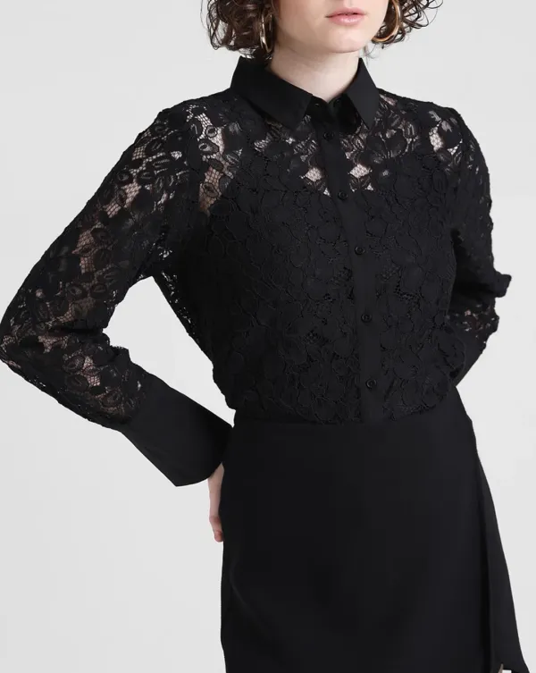 Black Lace Full Sleeves Shirt