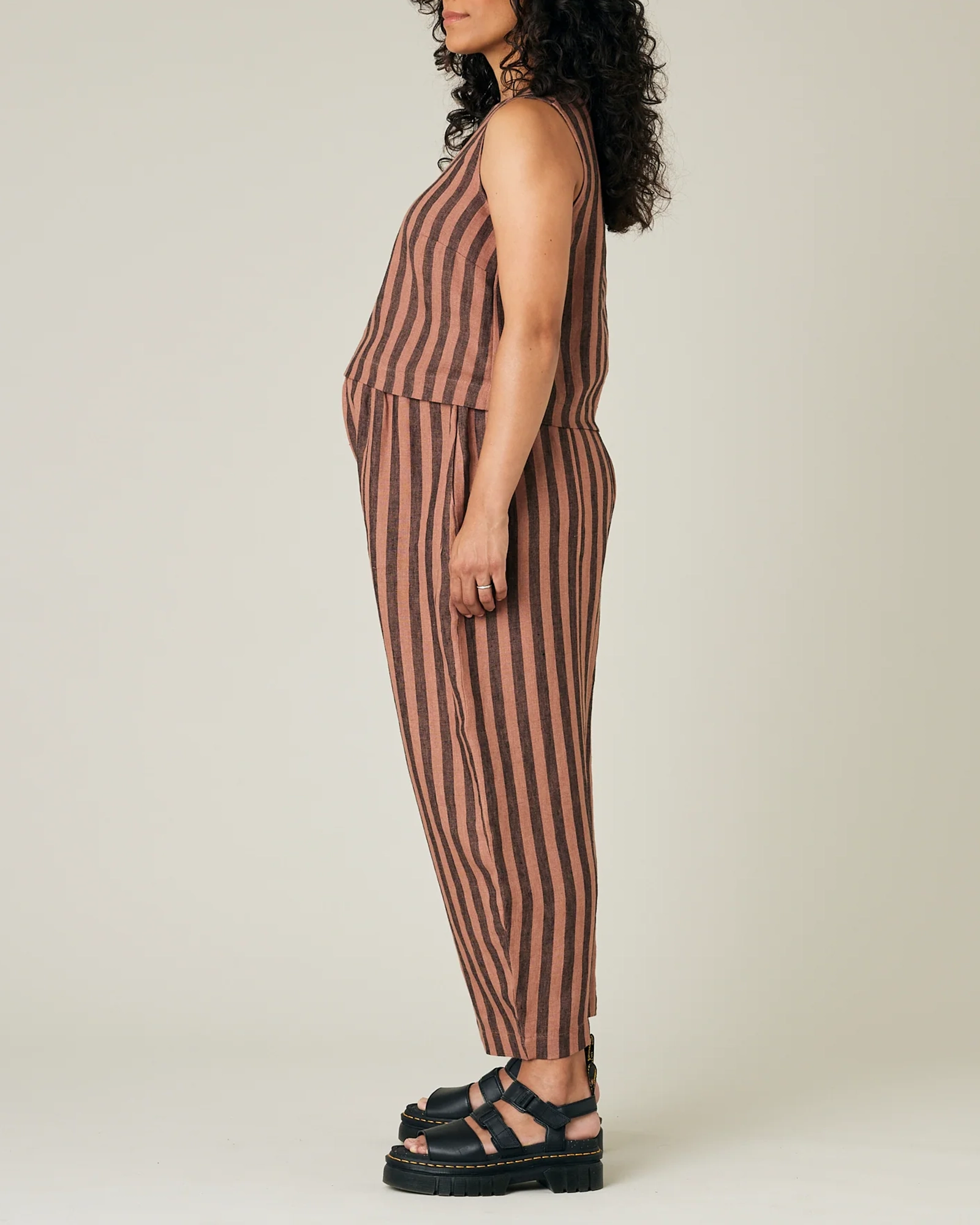 BISCUIT STRIPE LINEN TROUSERS