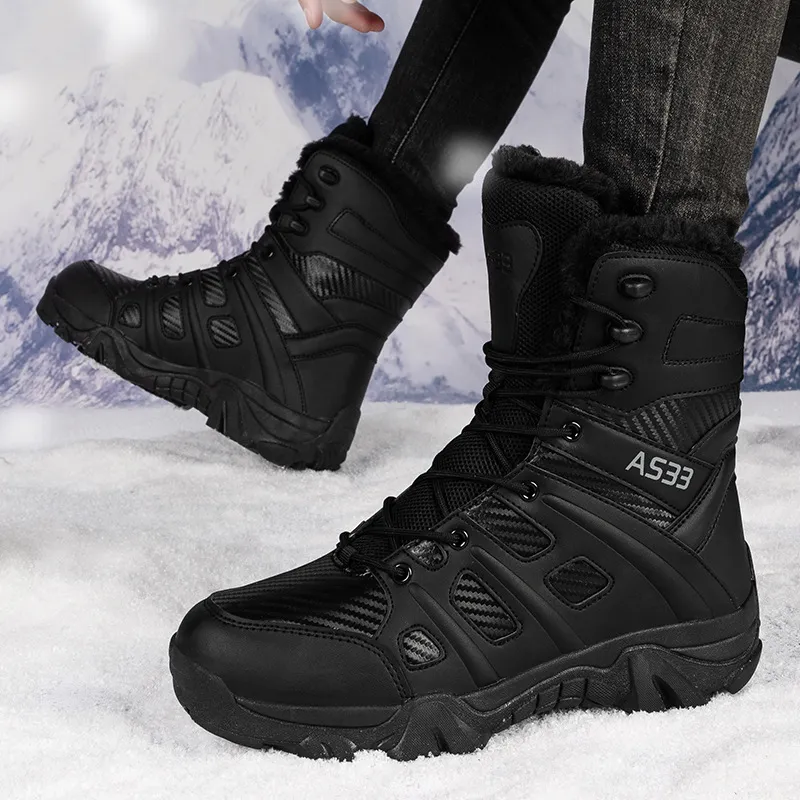 Men's Top Waterproof Anti-collision Warm Fleece Snow Combat Boots