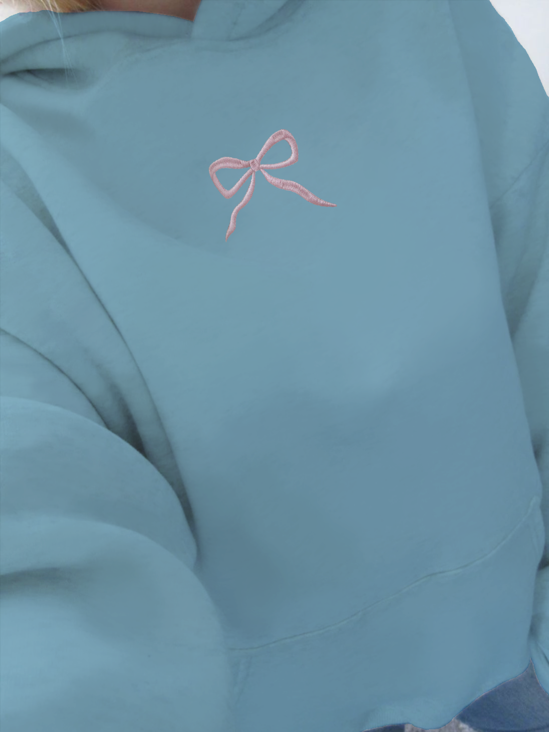 Embroidered Bow Printed Hoodie