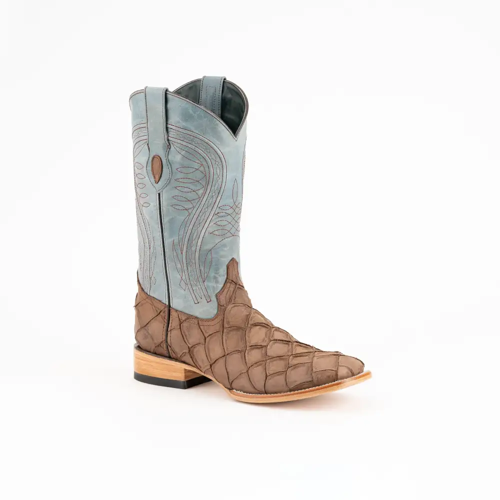 Men's  Bronco Pirarucu Print Boots Handcrafted Brown