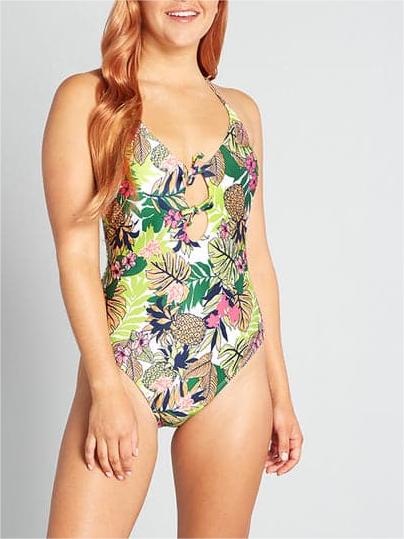 Color Contrast One Piece Swimsuit