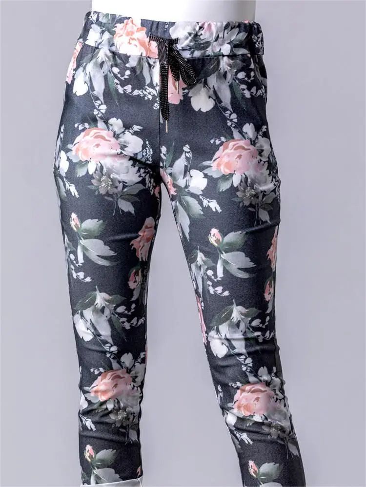 Flower print craft pants