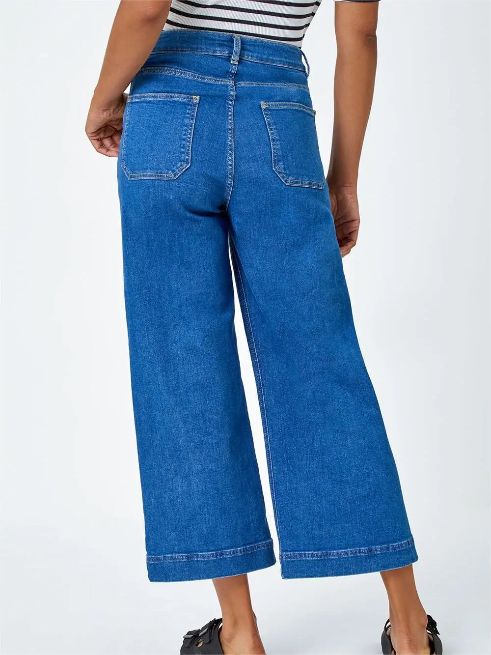 Casual wide-leg denim pants