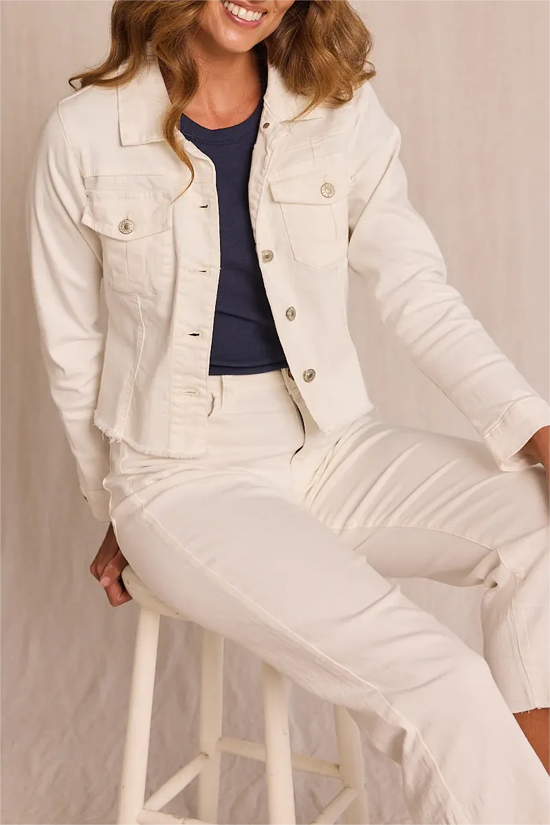 Adrift Cropped Denim Jacket In White