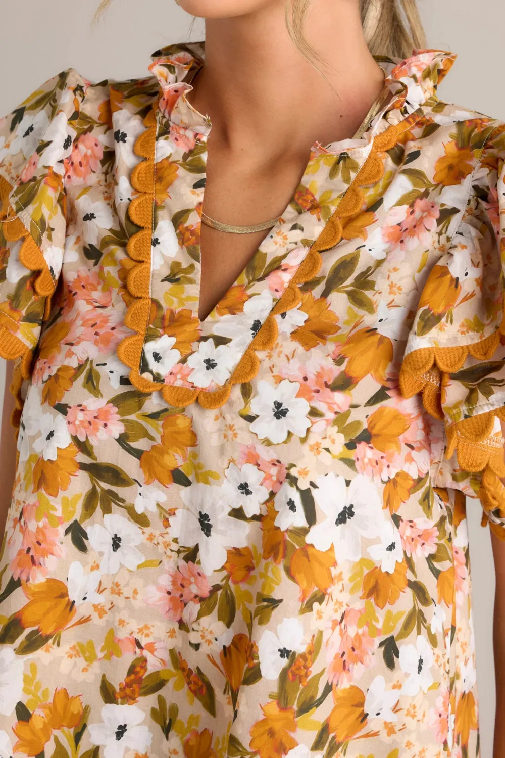 GARDEN SERENITY 100% COTTON HONEY YELLOW FLORAL TOP