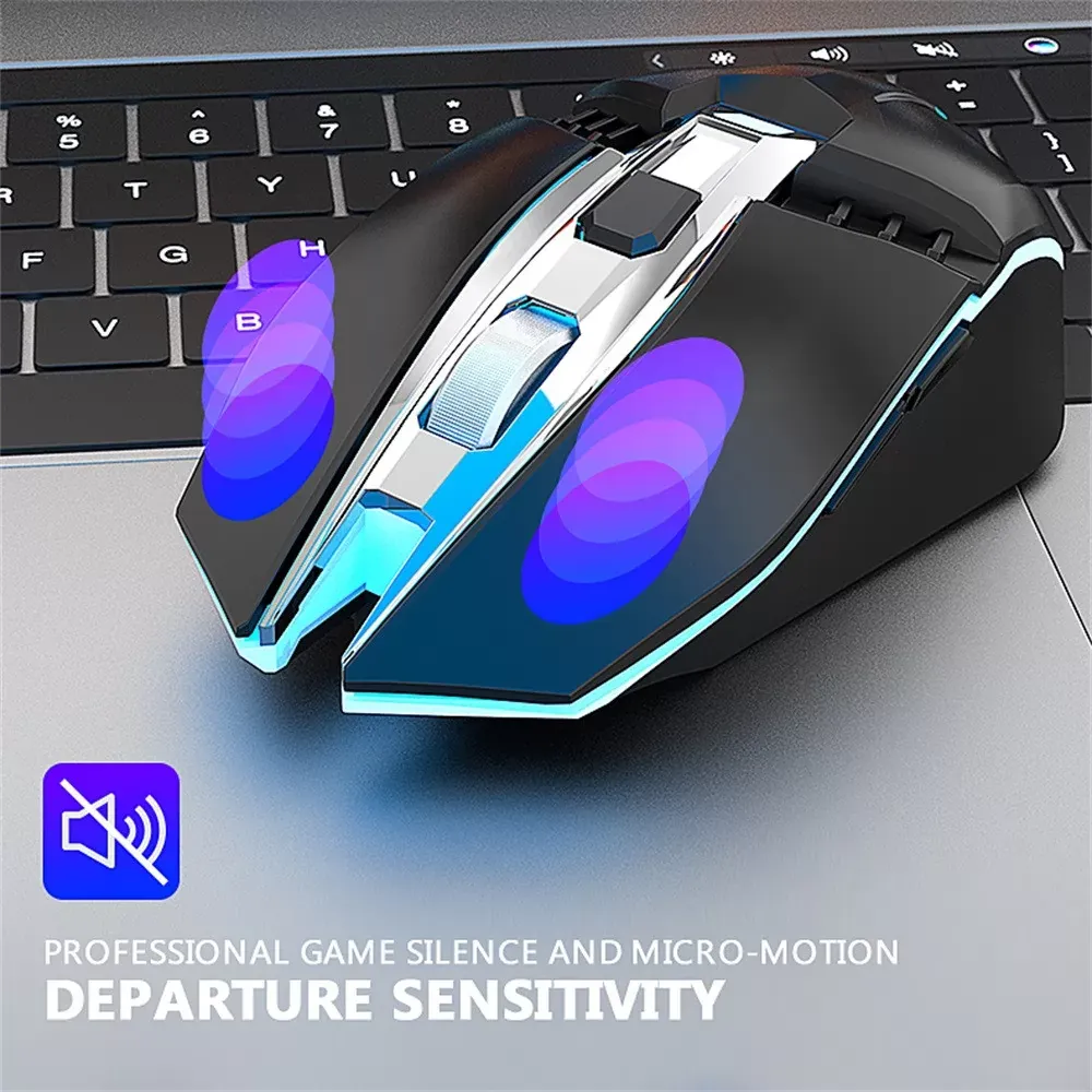 Rechargeable X5 Wireless Silent LED Backlit USB Optical Ergonomic Gaming Mouse Computer Table Ergonomic Silent For PC Laptop