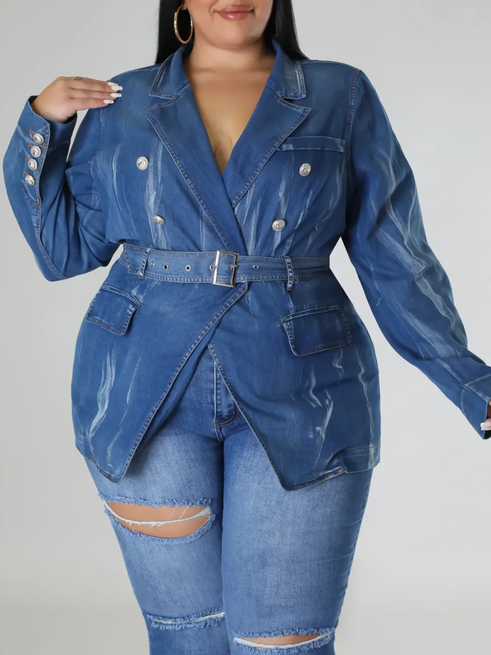 Plus-Size Fashion Denim Jacket For Women