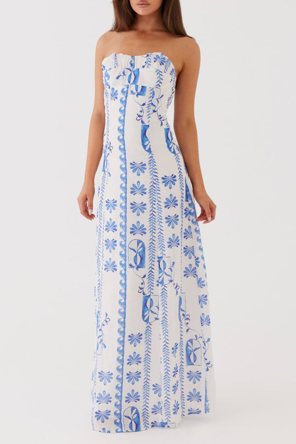 Tayla Linen Maxi Dress - Floral Wave