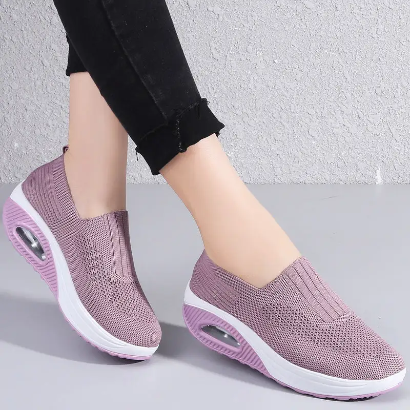 Cilool Casual Shoes Breathable Ladies Platform Sock Sneakers