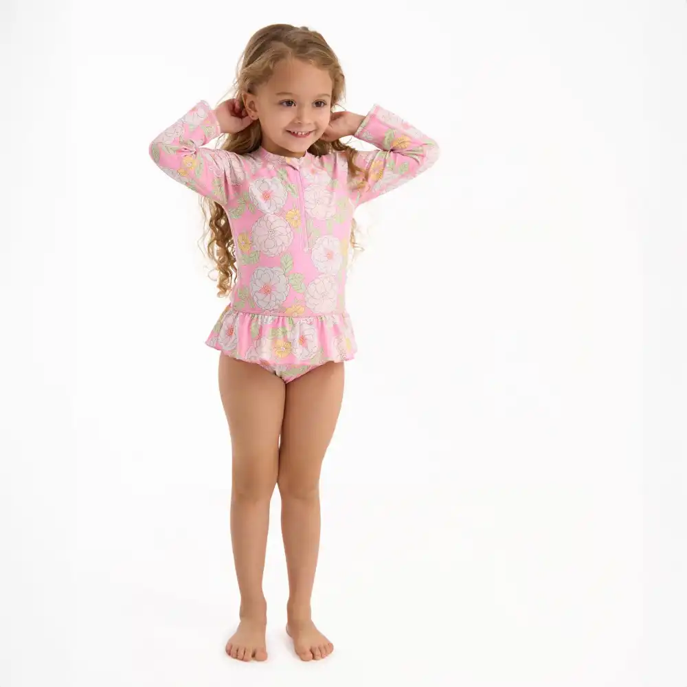 Toddler Girls Peonies Rashguard