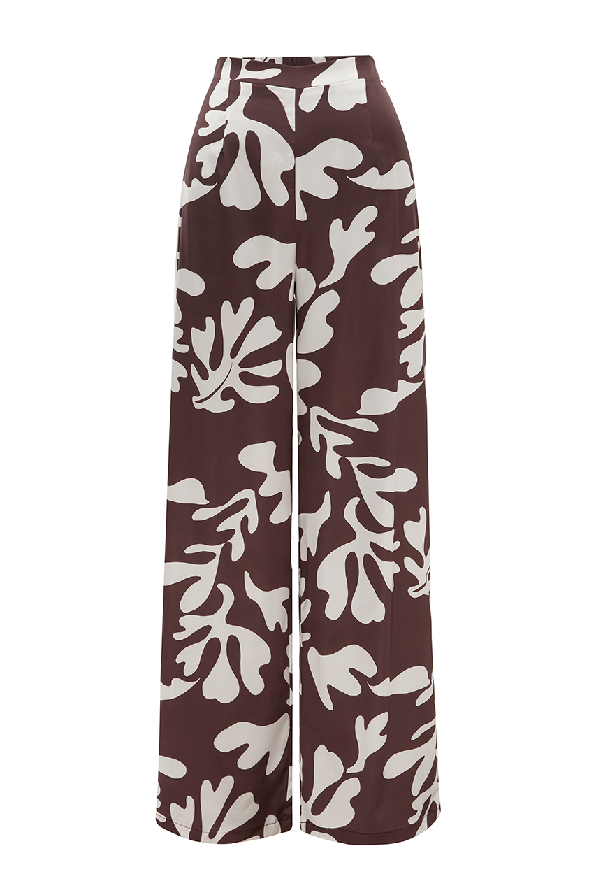 Unique printed silky fabric pants