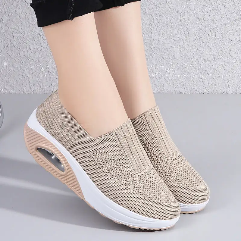 Cilool Casual Shoes Breathable Ladies Platform Sock Sneakers