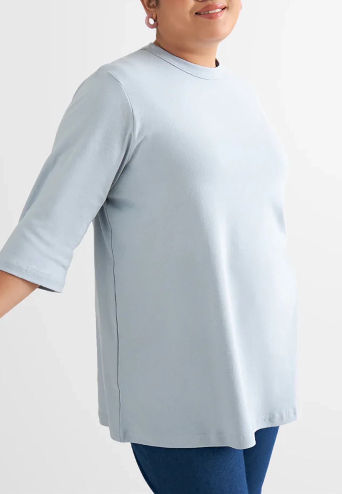 Half Sleeve Crew Neck Long Tee