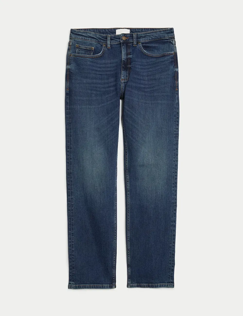 Straight Fit Vintage Wash Stretch Jeans