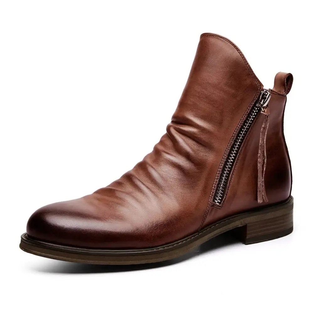 Italian Hand-Embossed Genuine Leather Chelsea Boots