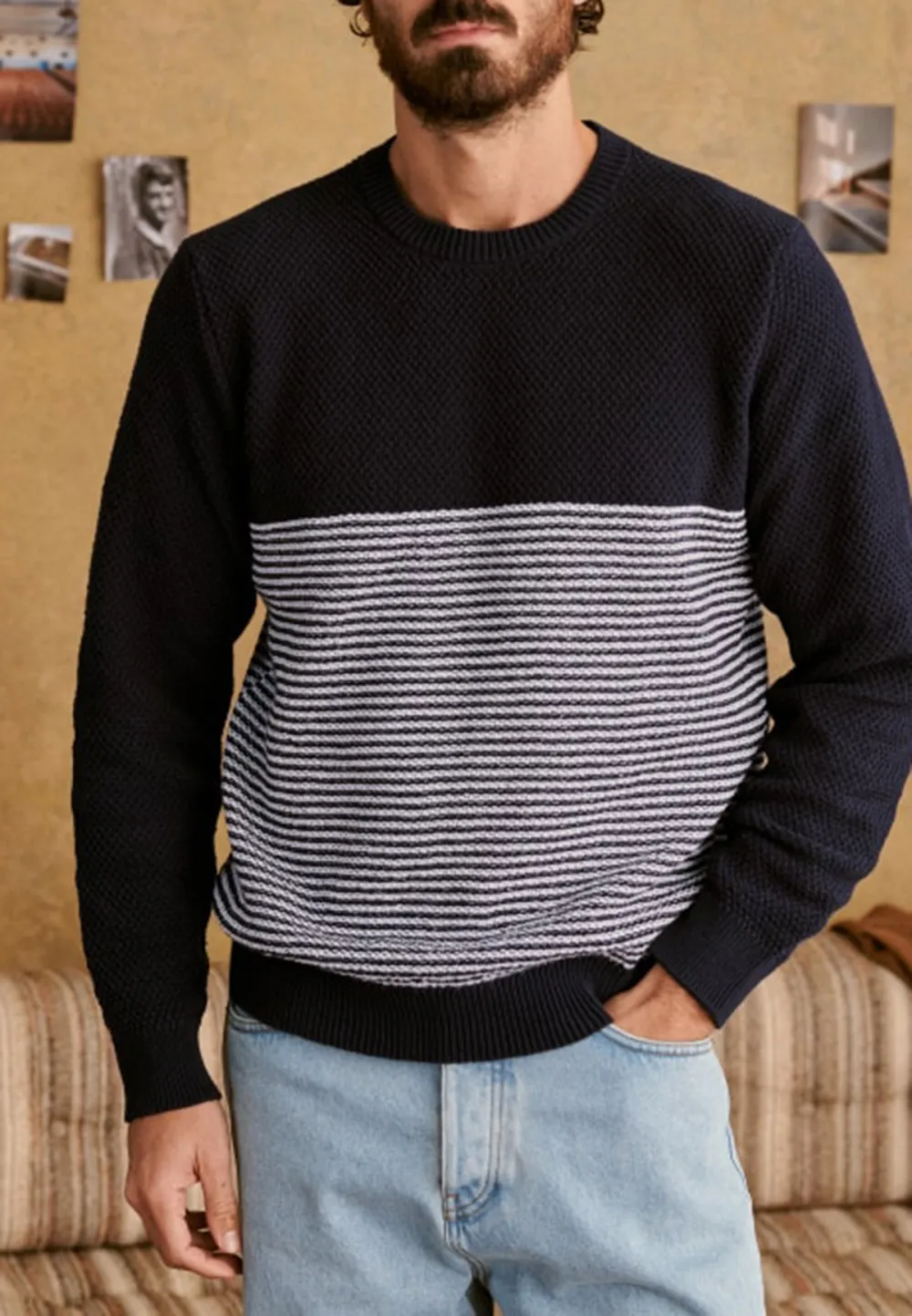 Bennett Sweater-Navy＆Ecru