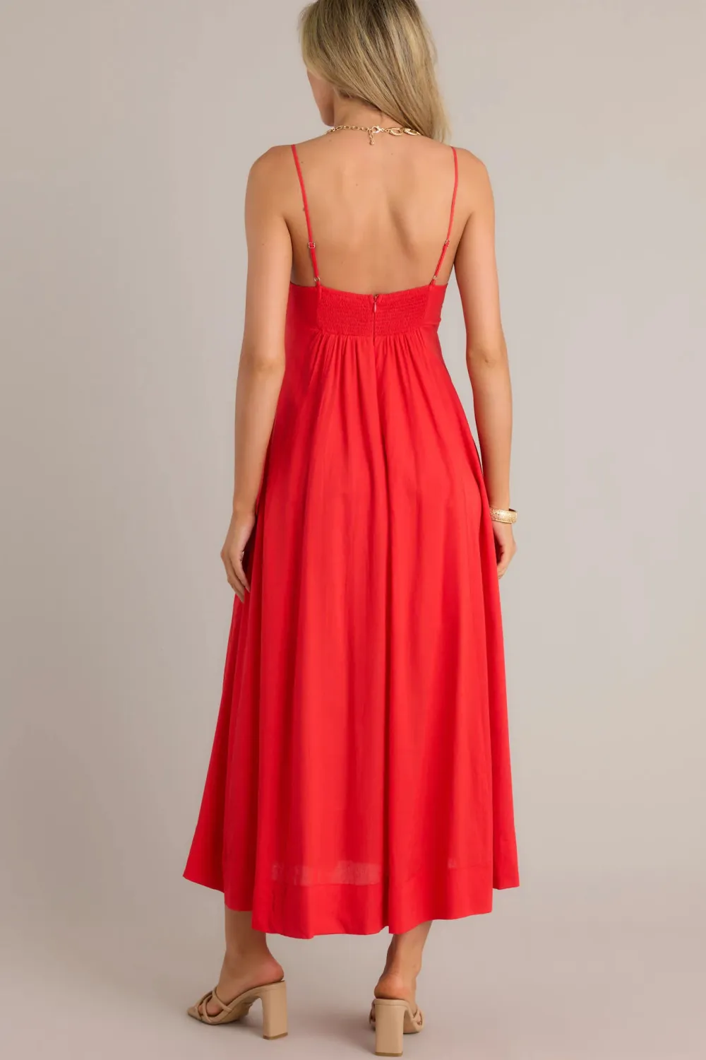 BEAUTY RED BUSTIER MAXI DRESS