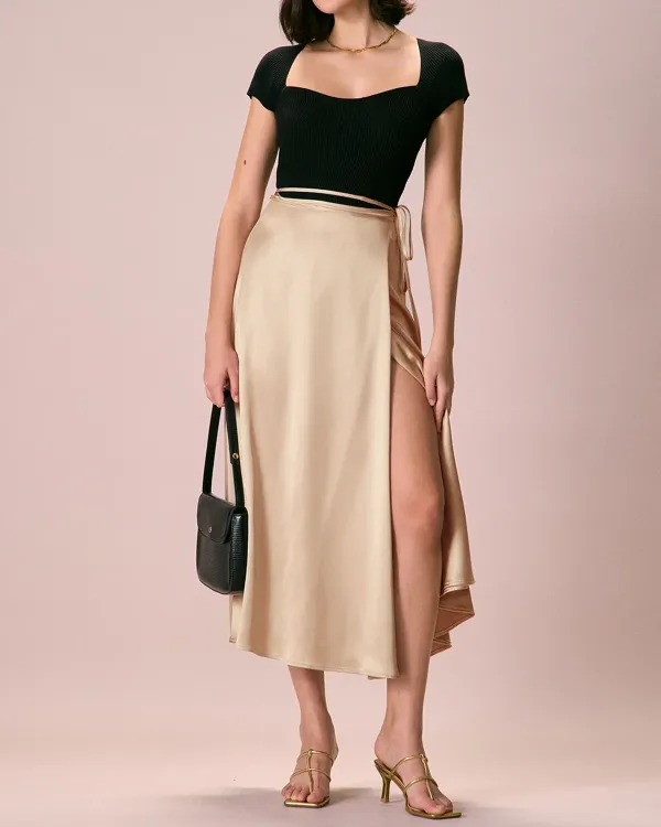 Cream Heavy Drape Skirt