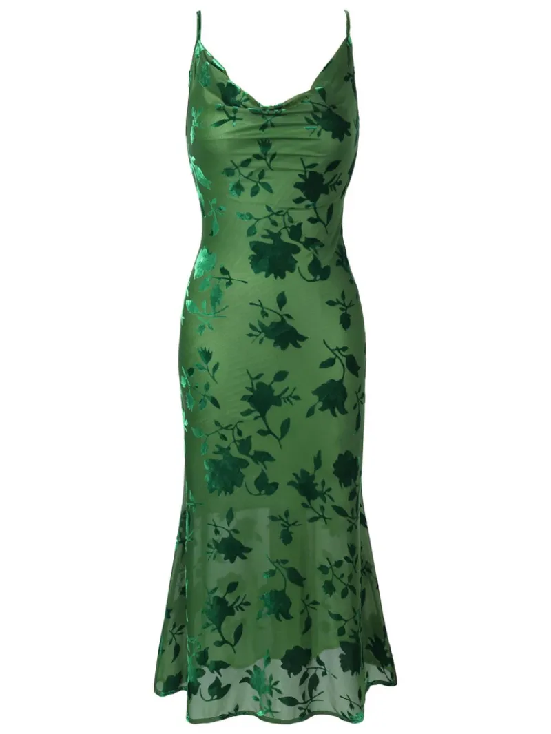 GREEN 1930S FLORAL VINTAGE DRESS