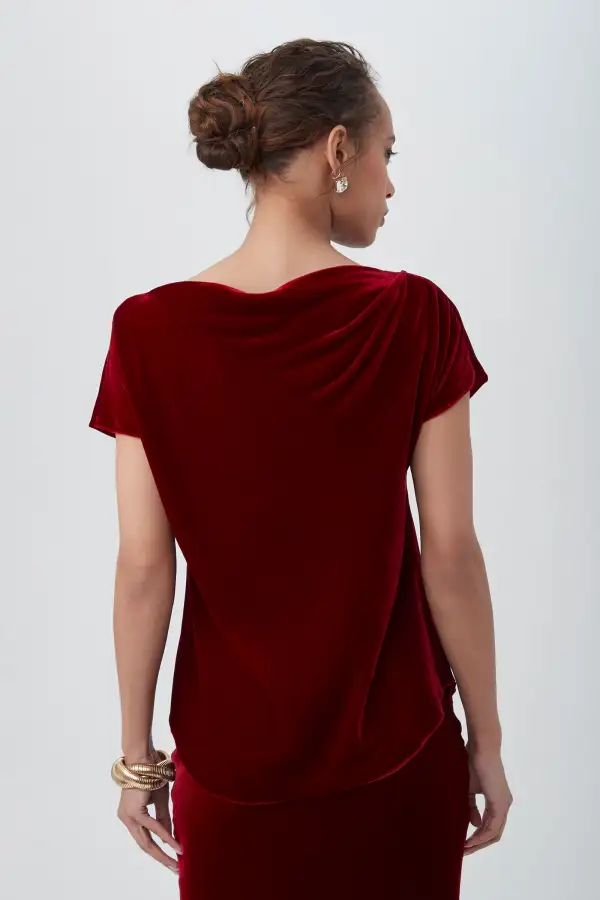 SINTHA VELVET BOATNECK SHORT SLEEVE TOP