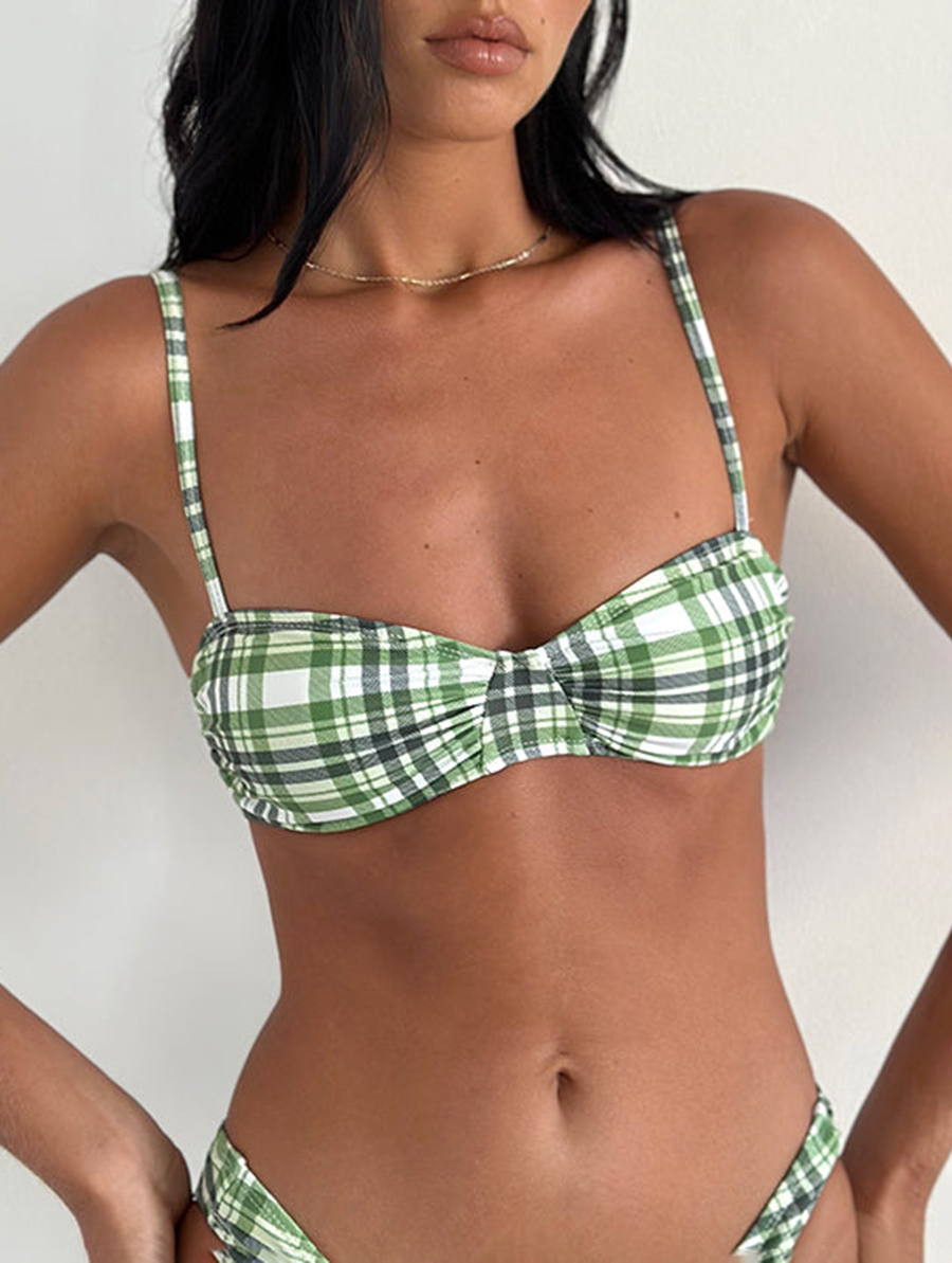 Green Tartan Pali Bikini Top