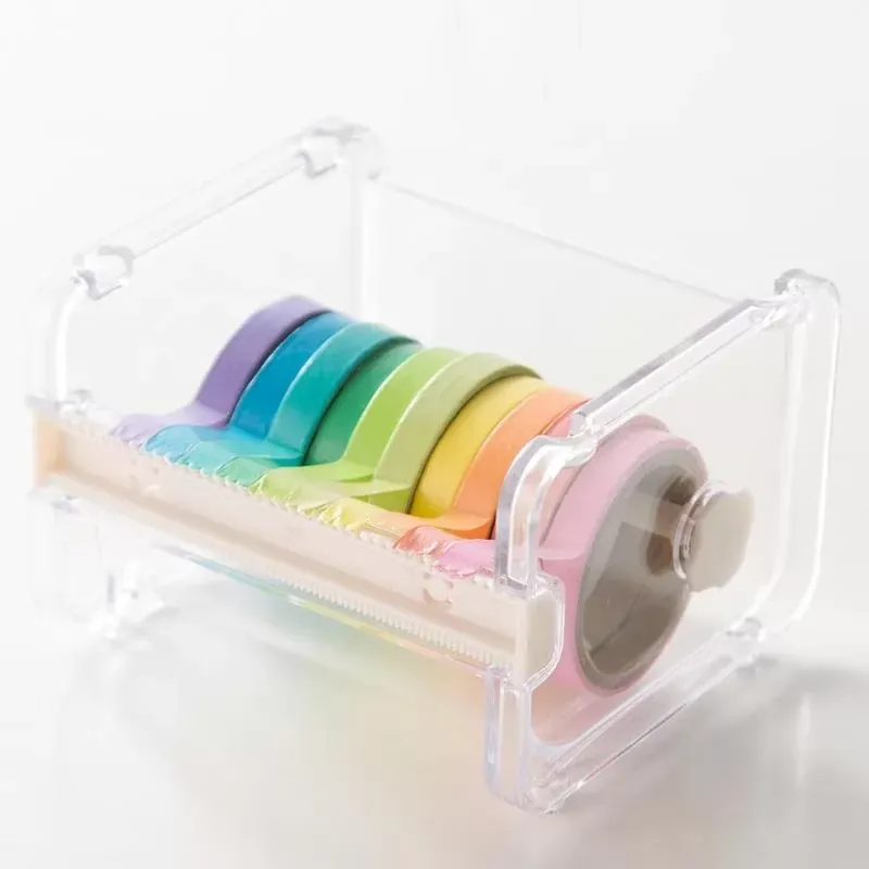 Durable Tape Dispenser Desktop Tape Cutter Stationery Storage Box Organizer