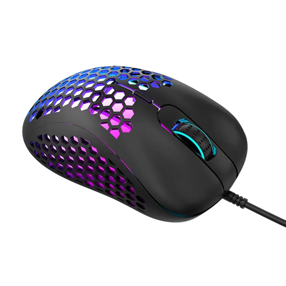 Ergonomic design 2400dpi wired game mouse, hollow lightweight, RGB cool breathing lamp, suitable for laptop and pc