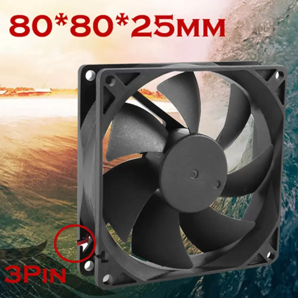 Quiet 8cm/80mm/80x80x25mm 12V Computer/PC/CPU Silent Cooling Case Fan 8025