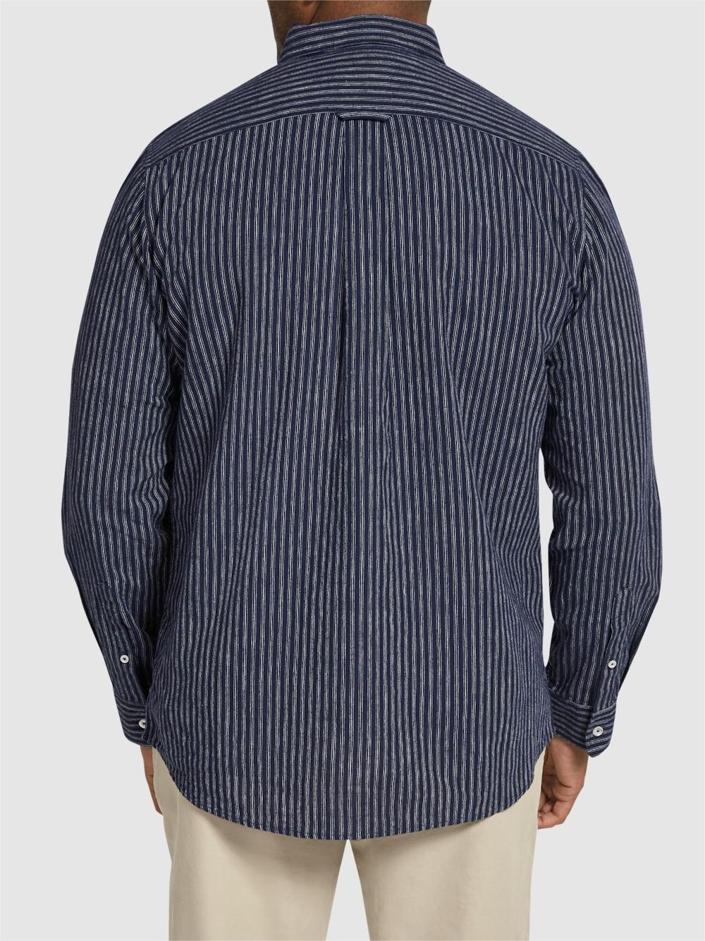 NAVY CAPRI STRIPE LINEN BLEND SHIRT