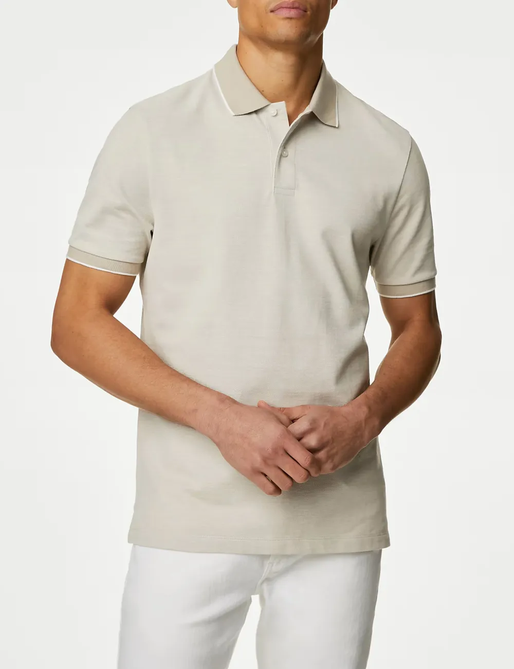 Pure Cotton Tipped Pique Shirt