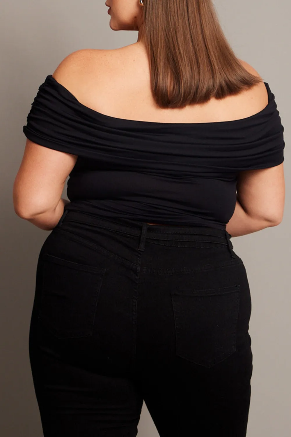 Black Off Shoulder Top Short Sleeve