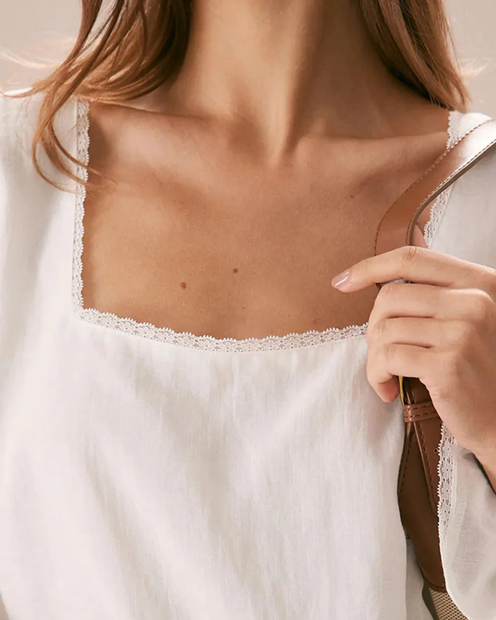 The White Square Neck Poet Sleeve Blouse