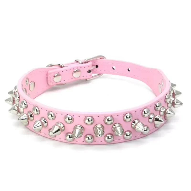 Pet Collars Adjustable Punk Rivet Spiked Studded PU Leather Pet Puppy Dog Collar Neck Straps