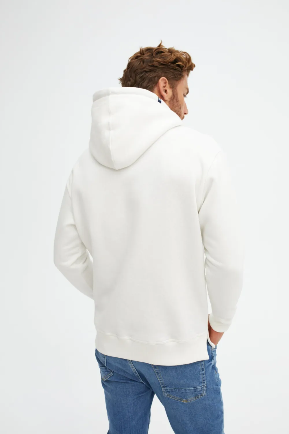 Cream Solid Fleece Hoodie