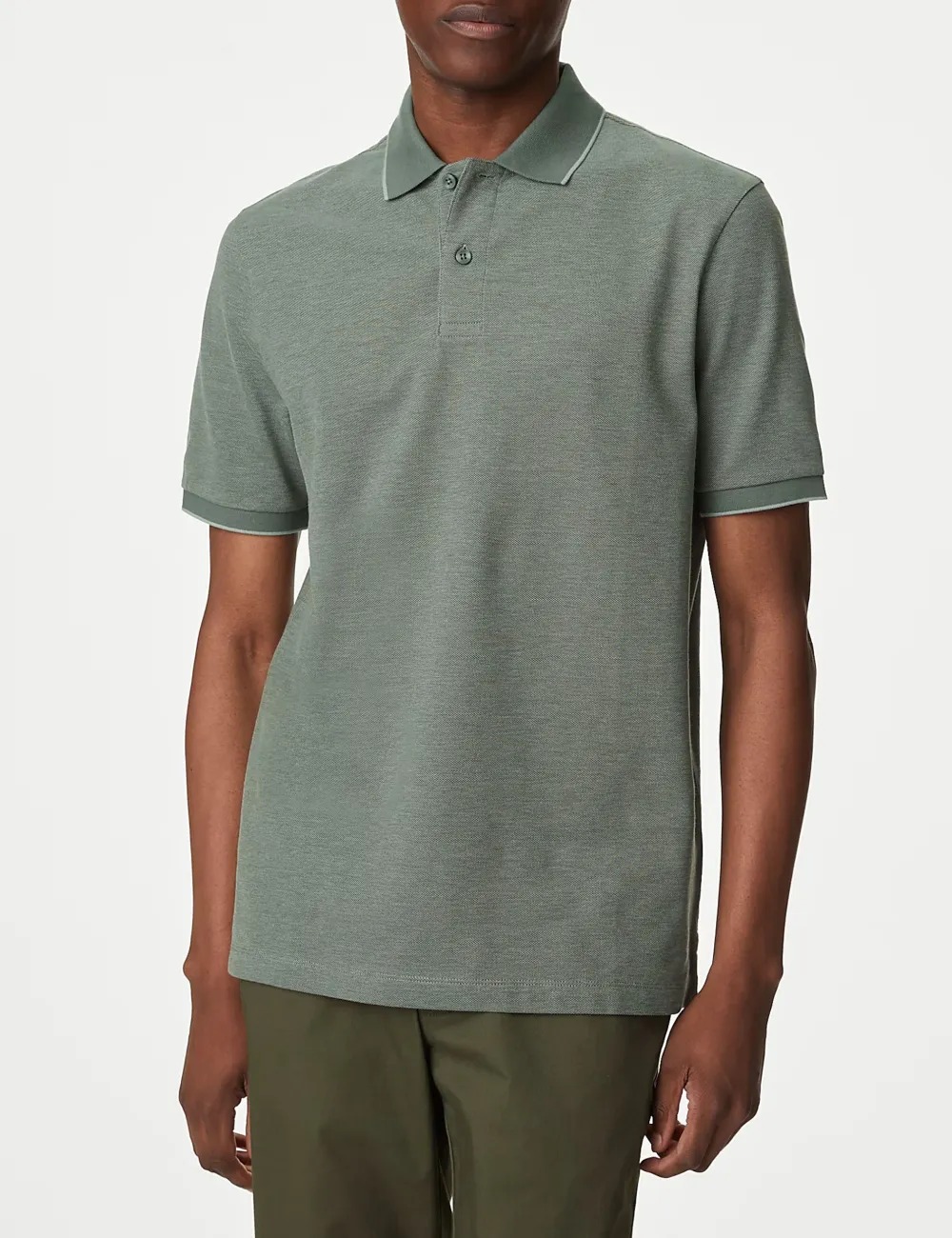 Pure Cotton Tipped Pique Shirt