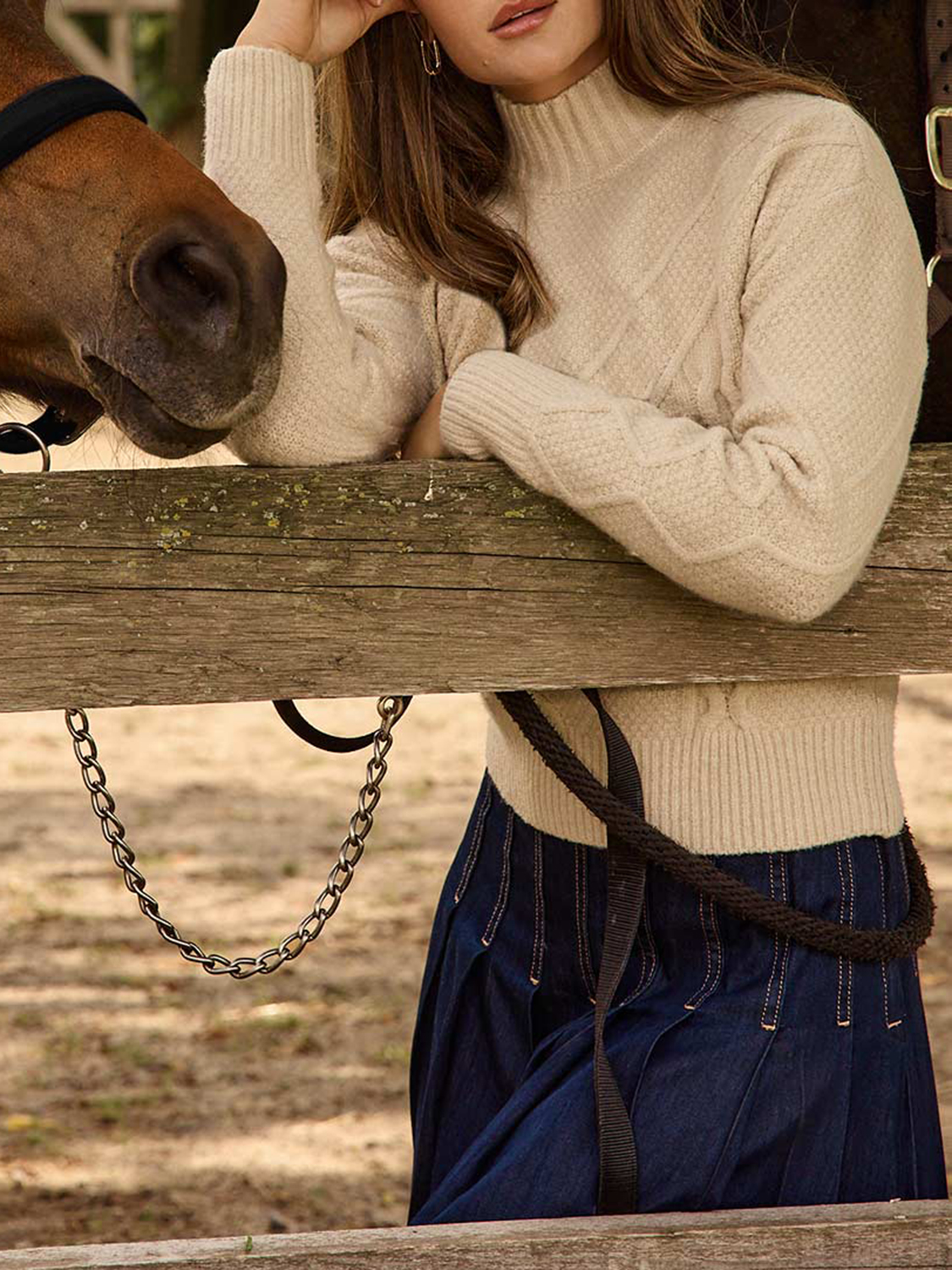 Cable Knit Mock Neck Sweater