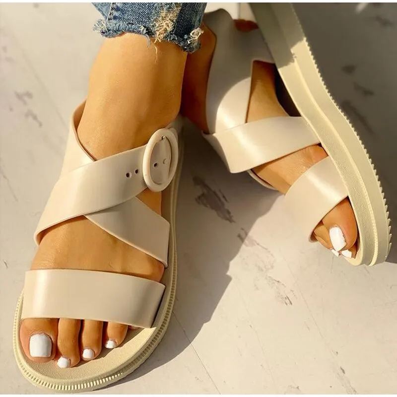 Women Gladiator Sandals Buckle Soft Jelly Shoes