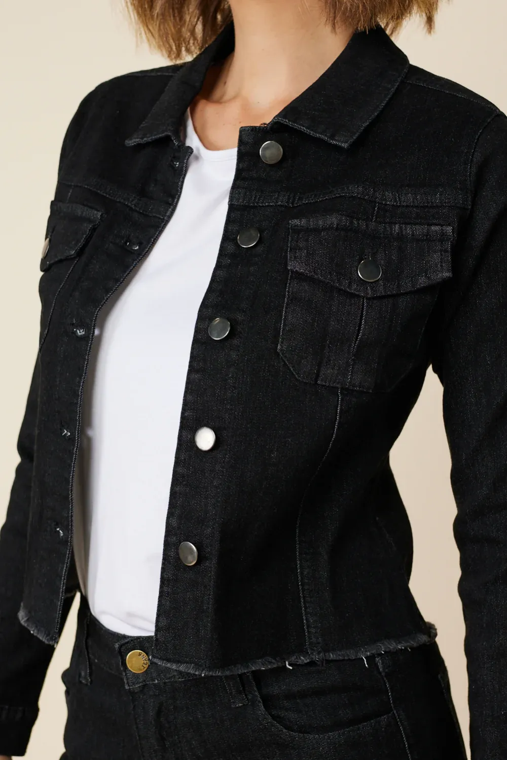 Adrift Cropped Denim Jacket In Black