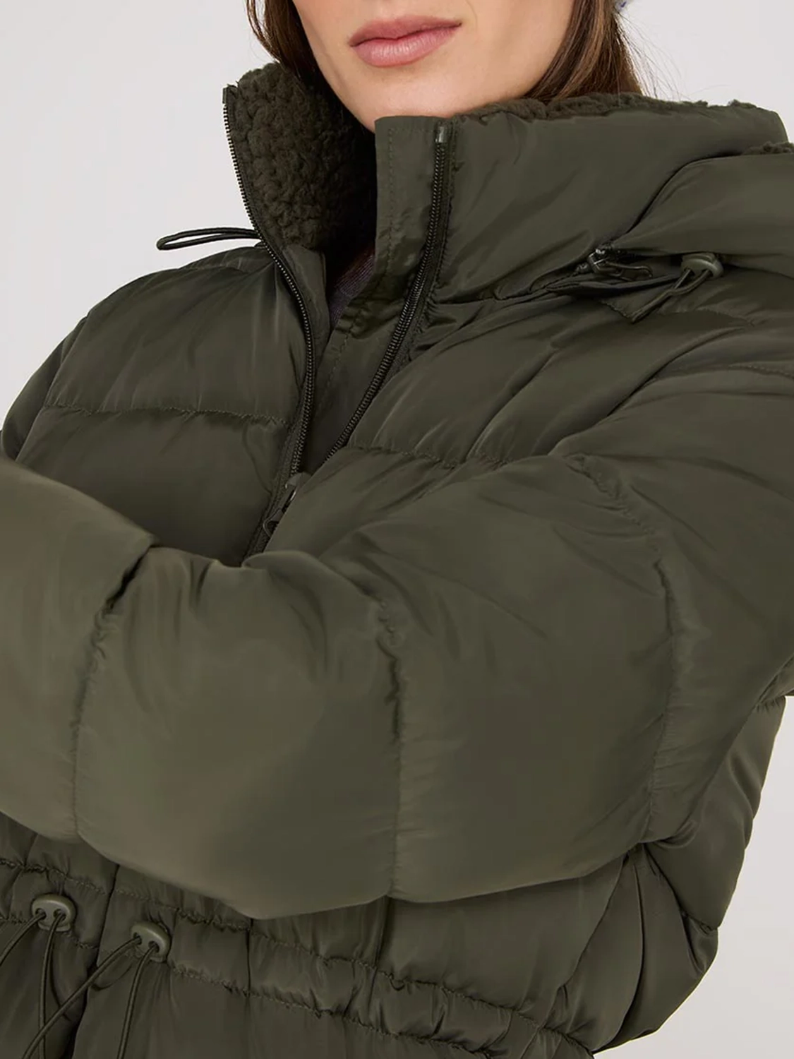 Drawstring Waist Puffer Jacket