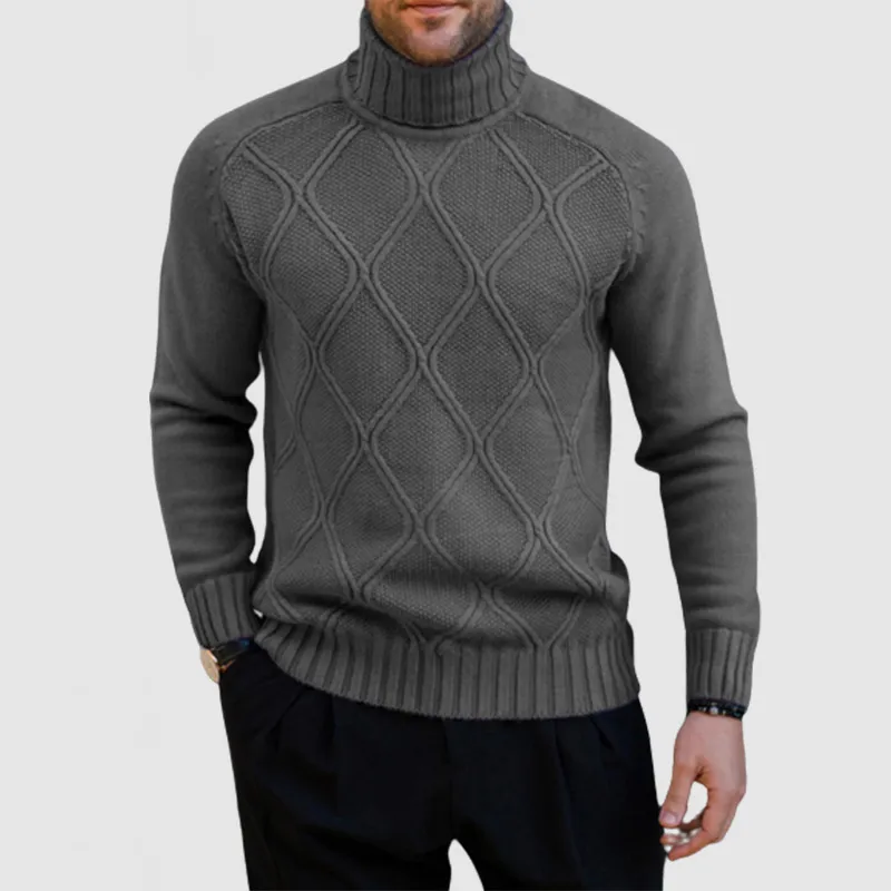 Men's Casual Turtle Neck Knitted Long Sleeve Sweater