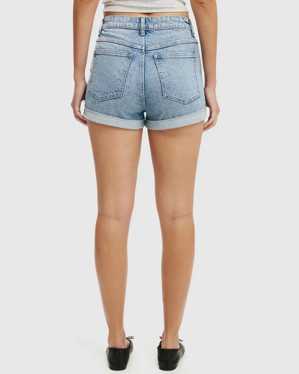 High Rise Classic Stretch Denim Shorts