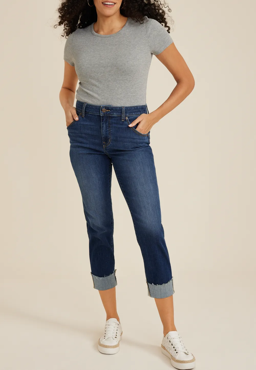 m jeans by maurices™ Classic Mid Rise Mid Fit Straight Cropped Jean